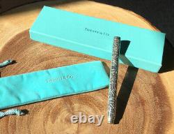 Tiffany & Co. Sterling Silver Etched Fountain Pen With Pouch And Box RARE