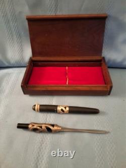 Trio, Inc. Phantas III Silver Snake-Red Jewel Eyes Fountain Pen & Letter Opener