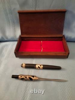 Trio, Inc. Phantas III Silver Snake-Red Jewel Eyes Fountain Pen & Letter Opener