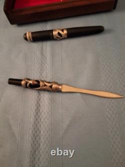 Trio, Inc. Phantas III Silver Snake-Red Jewel Eyes Fountain Pen & Letter Opener