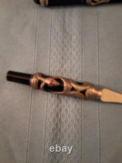 Trio, Inc. Phantas III Silver Snake-Red Jewel Eyes Fountain Pen & Letter Opener