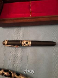 Trio, Inc. Phantas III Silver Snake-Red Jewel Eyes Fountain Pen & Letter Opener