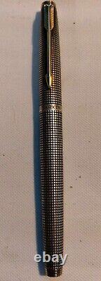 Used Vintage Parker Sonnet 75 Fountain Pen Chrissled Sterling Silver 14K USA