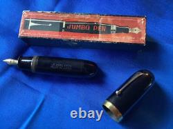 VINTAGE 1940's Japanese JUMBO Urushi Ebonite 14K EF Nib Fountain Pen W / BOX