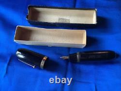 VINTAGE 1940's Japanese JUMBO Urushi Ebonite 14K EF Nib Fountain Pen W / BOX