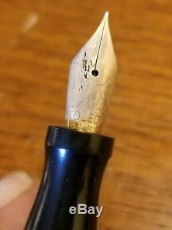 VTG Antique Conklin CRESCENT FILLER Black Fountain Pen with 14kt Nib NICE ESTATE