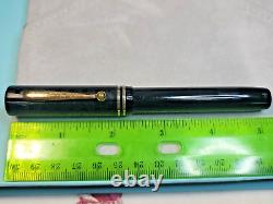 VTG Oversize Eclipse Black Chased Flat Top Fountain Pen 14k nib, MUST SEE PICs