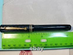 VTG Oversize Eclipse Black Chased Flat Top Fountain Pen 14k nib, MUST SEE PICs