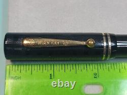 VTG Oversize Eclipse Black Chased Flat Top Fountain Pen 14k nib, MUST SEE PICs