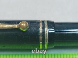 VTG Oversize Eclipse Black Chased Flat Top Fountain Pen 14k nib, MUST SEE PICs