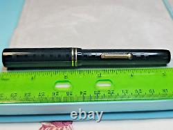 VTG Oversize Eclipse Black Chased Flat Top Fountain Pen 14k nib, MUST SEE PICs