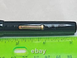 VTG Oversize Eclipse Black Chased Flat Top Fountain Pen 14k nib, MUST SEE PICs