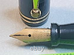 VTG Oversize Eclipse Black Chased Flat Top Fountain Pen 14k nib, MUST SEE PICs