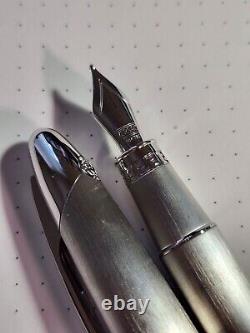 Versace Fountain Pen Stainless Steel, 18K Medium Nib (Near Mint, Never Inked)