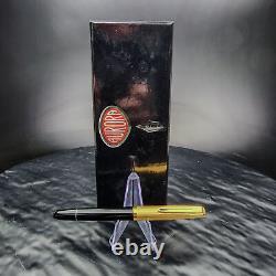 Vintage Aurora 88P Black Fountain Pen Gold Cap 14k Nib