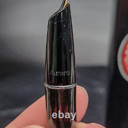 Vintage Aurora 88P Black Fountain Pen Gold Cap 14k Nib