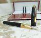 Vintage Authentic Louis Cartier Fountain Pen Godron Black Resin 18k Goldnib(new)
