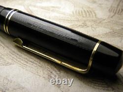 Vintage Black Chased Tiger Gold Fountain Pen-14K Gold B Nib-Germany 1950s