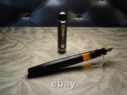 Vintage Black Chased Tiger Gold Fountain Pen-14K Gold B Nib-Germany 1950s