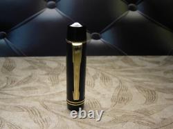 Vintage Black Chased Tiger Gold Fountain Pen-14K Gold B Nib-Germany 1950s