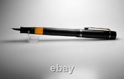 Vintage Black Chased Tiger Gold Fountain Pen-14K Gold B Nib-Germany 1950s