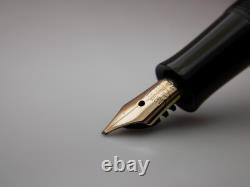 Vintage Black Chased Tiger Gold Fountain Pen-14K Gold B Nib-Germany 1950s
