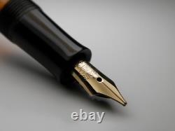 Vintage Black Chased Tiger Gold Fountain Pen-14K Gold B Nib-Germany 1950s