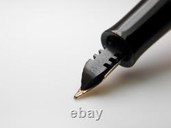Vintage Black Chased Tiger Gold Fountain Pen-14K Gold B Nib-Germany 1950s