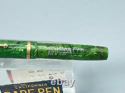 Vintage CHILTON Fountain Pen in JADE Celluloid 14K Fine nib Restored
