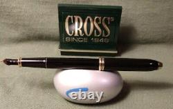 Vintage Cross Townsend Fountain Pen Black Solid 14K Gold Nib In Box