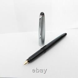 Vintage DIPLOMAT Black Silver Cartridge Gold Nib M 14C Fountain Pen Germany 19