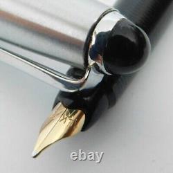 Vintage DIPLOMAT Black Silver Cartridge Gold Nib M 14C Fountain Pen Germany 19