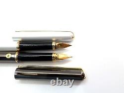 Vintage ELYSEE Fountain 2 Pen Set with Original Case White and Black Chrome
