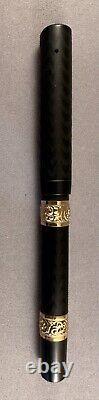 Vintage GEM black hard rubber eyedropper pen with gold banding & 14K Gold nib
