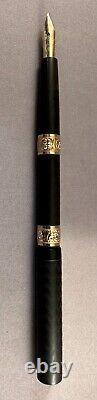 Vintage GEM black hard rubber eyedropper pen with gold banding & 14K Gold nib