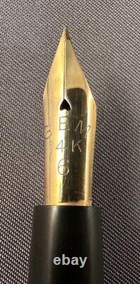 Vintage GEM black hard rubber eyedropper pen with gold banding & 14K Gold nib