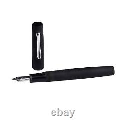 Vintage Gamma Kuyil Medium Commander Matt Black Fountain Pen with Silver trims