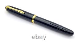 Vintage German Piston Filler Fountain Pen In Black 14k Oblique Broad Nib Germany