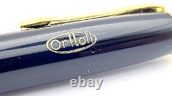 Vintage German Piston Filler Fountain Pen In Black 14k Oblique Broad Nib Germany