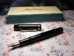 Vintage Jet Black Pelikan 100 Fountain Pen in Box-14K Gold Nib-Germany 1930s