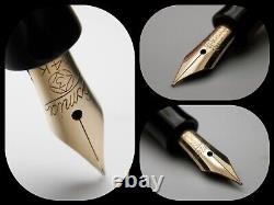 Vintage Osmia 223 Fountain Pen-Jet Black-14K Gold EF Nib-Germany 1930s