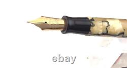 Vintage PARKER DUOFOLD Sr DELUXE Pearl Black Fountain Pen Pencil set 14K M nib
