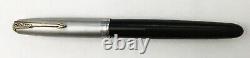 Vintage Parker 51 Black Fountain Pen with Sterling Silver Cap