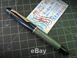 Vintage Pelikan 140 Fountain Pen Green & Black GT Semi Flex Nib Germany