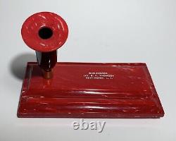 Vintage RED & BLACK PLASTIC BAKELITE REDIPOINT FOUNTAIN PEN HOLDER ORIGINAL BOX