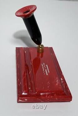 Vintage RED & BLACK PLASTIC BAKELITE REDIPOINT FOUNTAIN PEN HOLDER ORIGINAL BOX