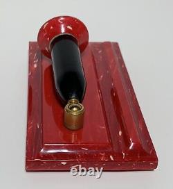 Vintage RED & BLACK PLASTIC BAKELITE REDIPOINT FOUNTAIN PEN HOLDER ORIGINAL BOX