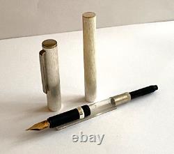 Vintage Rare Dunhill Brushed Finish Sterling Silver 14k 585 Nib Fountain Pen