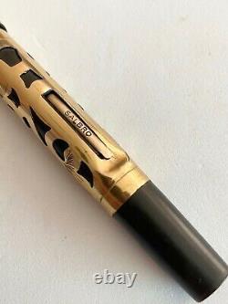 Vintage Salz Bros. Gold Filigree Overlay Black Rubber Fountain Pen