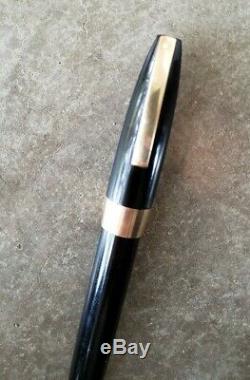 Vintage Sheaffer 14k Gold Black Snorkel Fountain Pen White Dot 1960s